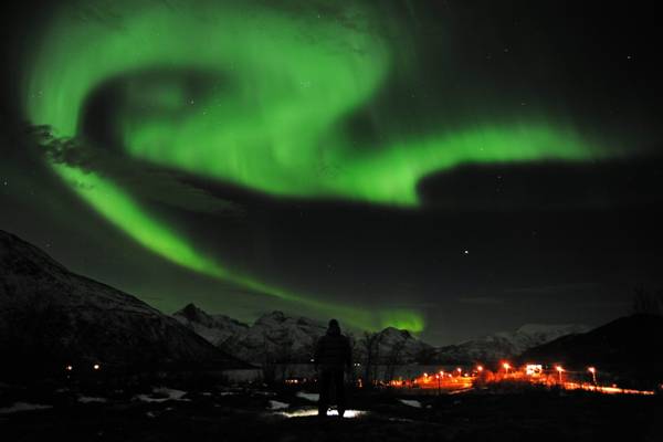Aurora boreale vicino a Tromso (Norvegia)