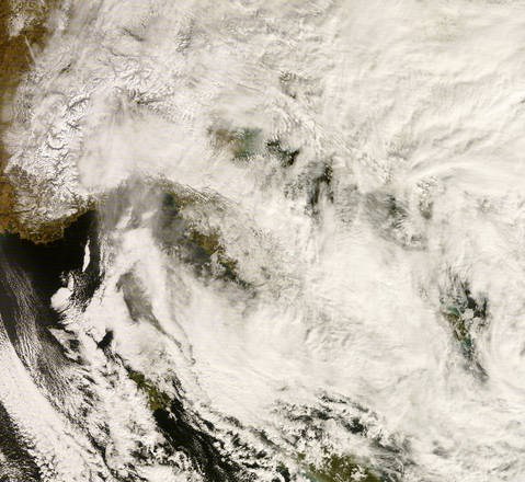 La situazione meteorologica in Italia il 7 febbraio (fonte: MARSEC, NASA)