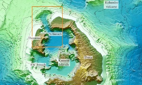 Ricostruita la storia dell'esplosione del vulcano di Santorini (fonte: Nomikou P., M. Paulatto, L.M. Kalnins and D. Lampridou)