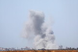 Smoke raised as a result of an Israeli airstrike in the northern part of the Gaza Strip
