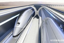 Rappresentazione artistica del treno del futuro Hyperloop (fonte: HyperloopTT)