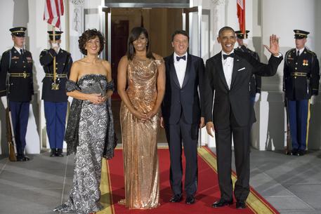 Barack Obama, Michelle Obama , Matteo Renzi e la moglie Agnese Landini © EPA