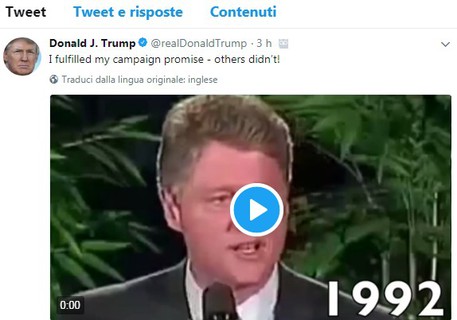 Il video postato da Trump su Twitter: 'Io ho mantenuto promessa' © Ansa