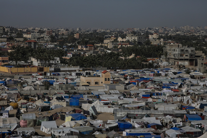 A camp for internally displaced Palestinians who fled  from Rafah and northern Gaza strip seen in the west Deir Al Balah town