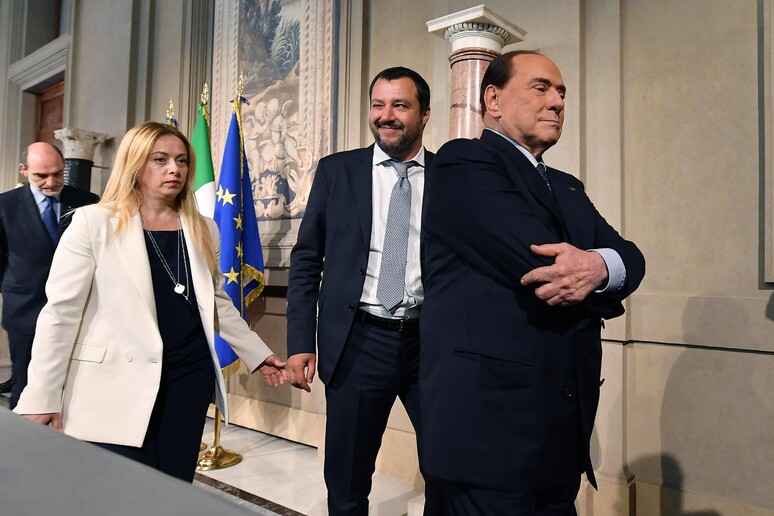 Giorgia Meloni, Matteo Salvini e Silvio Berlusconi - RIPRODUZIONE RISERVATA
