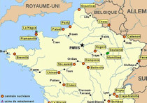 Una mappa delle centrali nucleari in Francia