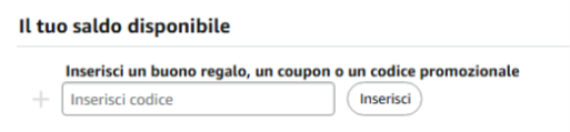 dove inserire il codice sconto amazon