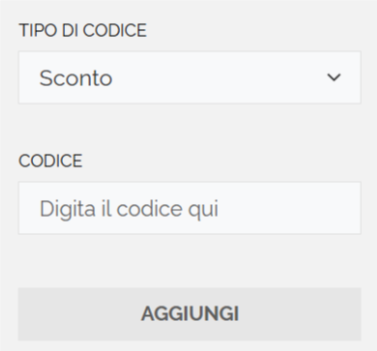 box per il codice sconto