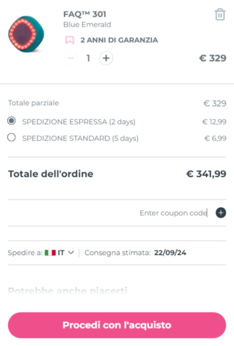 dove inserire il codice sconto Foreo