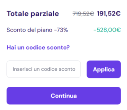 dove inserire il codice sconto hostinger