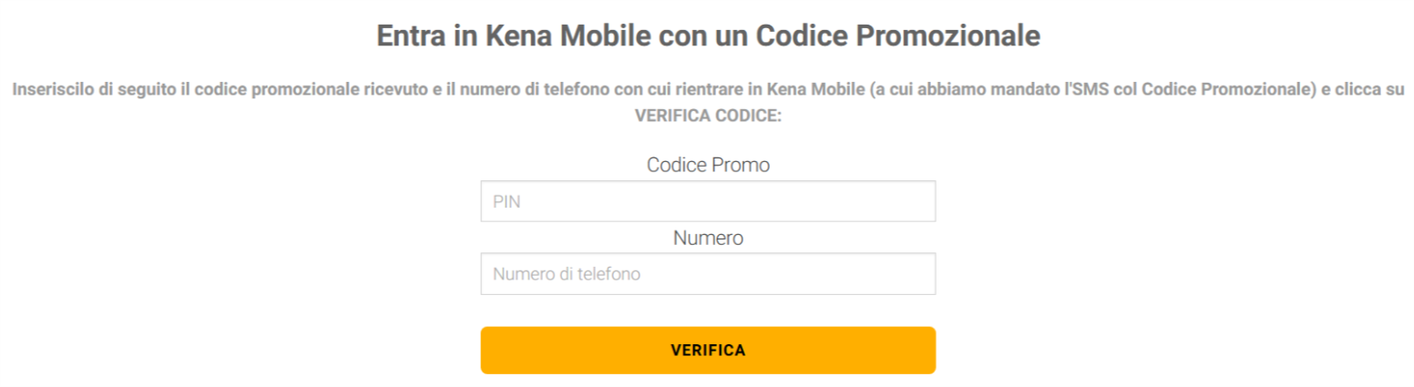 dove inserire il codice sconto kena mobile