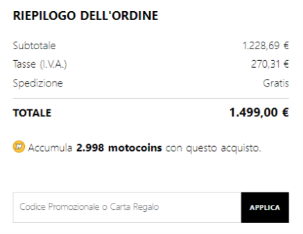 dove inserire il codice sconto motorama