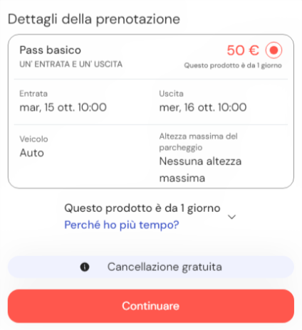 conferma della prenotazione