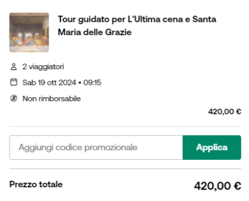 dove inserire il codice sconto viator