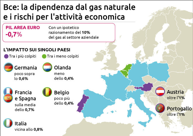 Bce, col gas razionato l'Ue perde 0,7 punti di Pil - 