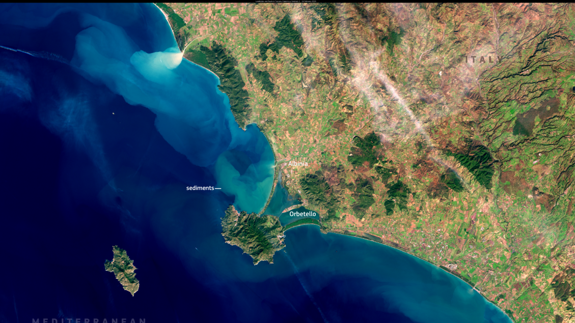 Viste dai satelliti le conseguenze degli allagamenti in Toscana