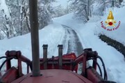 Squadre Gos dei vigli del fuoco sgomberano la strada per Sassorosso