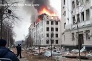 Ucraina, crolla il tetto dell'edificio Affari interni a Charkiv