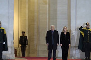 Giorgia Meloni accoglie Abu Mazen a Palazzo Chigi