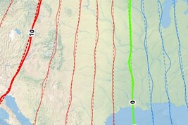 Rappresentazione grafica dello spostamento del Polo nord magnetico (fonte: NOAA NCEI)