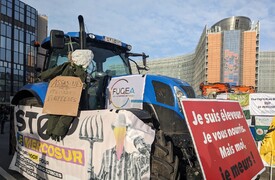 Trattori in piazza a Bruxelles contro l'accordo Ue-Mercosur