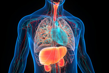 Anatomia del corpo umano: polmoni, cuore, reni. Foto: magicmine - iStock