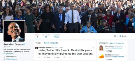 Primo tweet di Obama dal nuovo account 'Potus' © ANSA