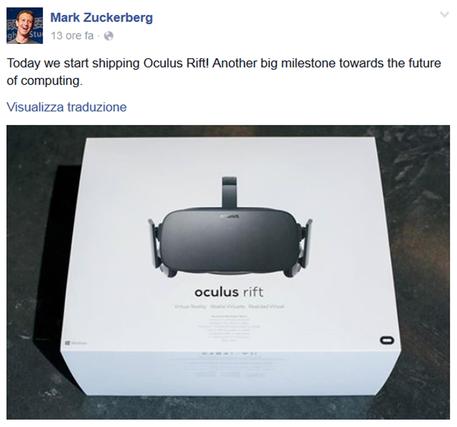 Facebook, al via consegne di Oculus Rift © ANSA