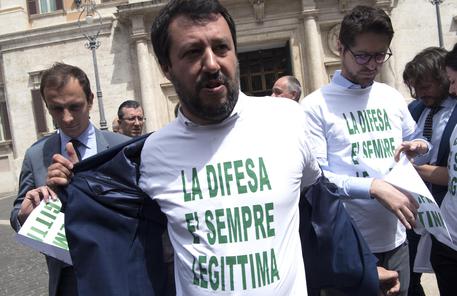 Matteo Salvini ieri davanti a Montecitorio © ANSA