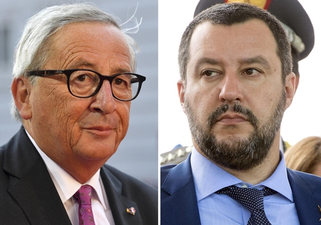 La combo, realizzata con due immagini di archivio, mostra il presidente della Commissione Ue  Jean-Claud Juncker (S) e il ministro dell'Interno Matteo Salvini © ANSA