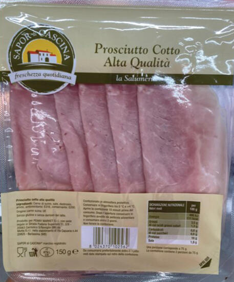 Listeria: ritirato lotto Prosciutto cotto Sapor di Cascina © ANSA