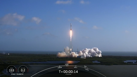 Il lancio di SpaceX del 9 marzo, con altri 48 satelliti per le connessoni internet (fonte: SpaceX) © Ansa