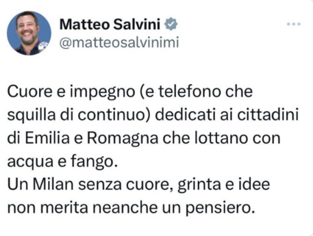 Il tweet di Matteo Salvini © Ansa