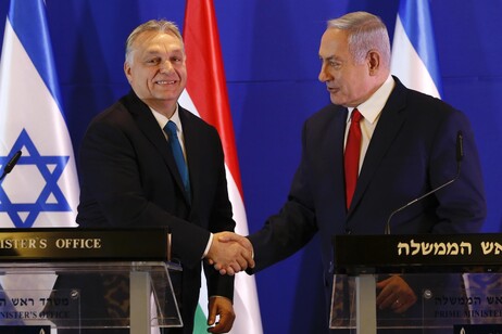 Hungarian Prime Minister Viktor Orban e il suo omologo israeliano Benjamin Netanyahu