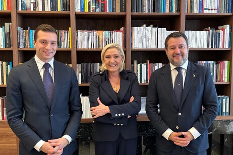 Colloquio tra Matteo Salvini, Marine Le Pen e Jordan Bardella