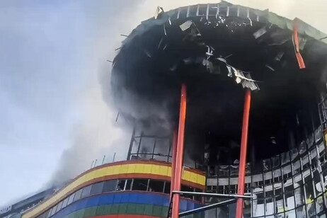 A handout photo shows rising at the Alania Mall in the shopping center in Vladikavkaz