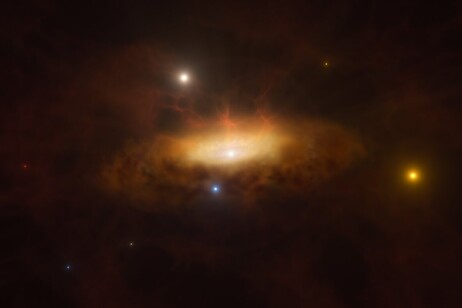 Rappresentazione artistica del risveglio del buco nero (fonte: ESO/M. Kornmesser)
