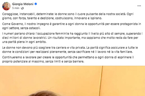 Un post tratto dal profilo Facebook Giorgia Meloni