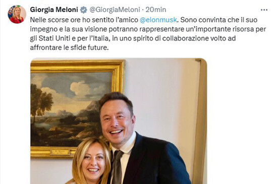 Meloni has conversation with 'asset for US and Italy' Musk