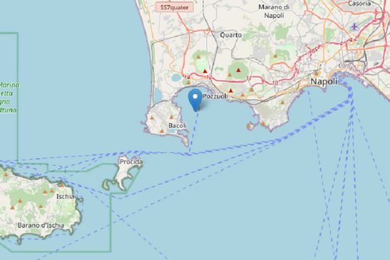 Localizazione del terremoto di magnitudo 4,0 avvenuto il 26 luglio 2024 ai Campi Flegrei (fonte: INGV)