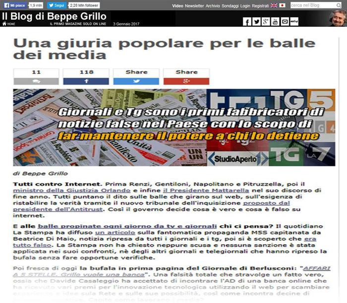 Discorso di fine anno di Beppe Grillo - Il Blog delle Stelle