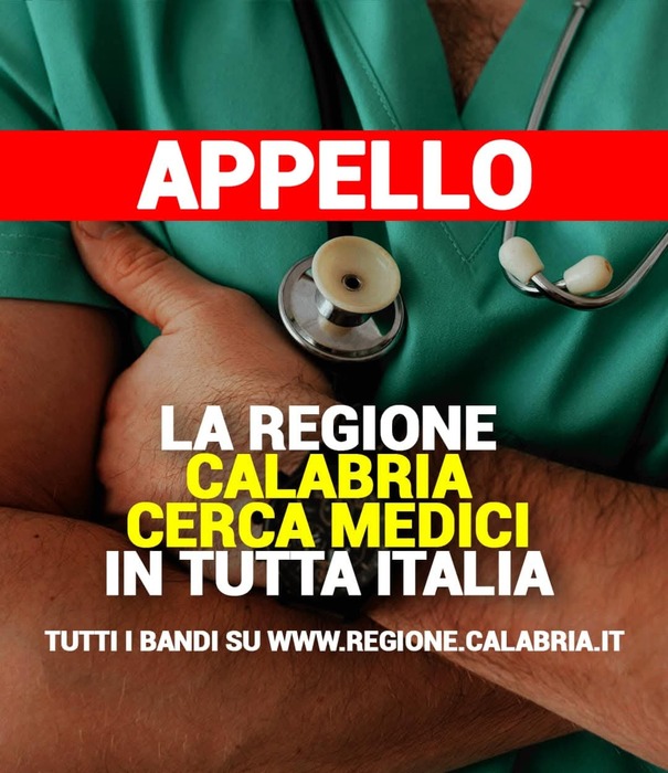 La Regione Calabria cerca medici, un bando sul sito