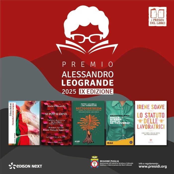 Premio Leogrande, i cinque libri in gara all'edizione 2025