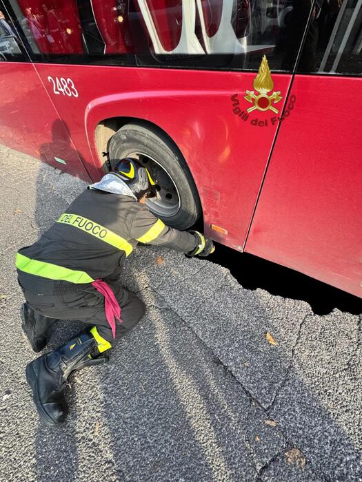 Si apre voragine a Roma, bus sprofonda con le ruote – Notizie – Ansa.it