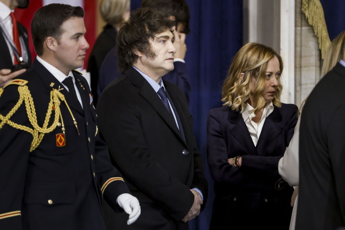 Meloni seated next to Milei in Capitol Rotunda