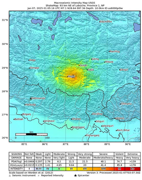 A 7.1-magnitude earthquake hits Tibet, in southern China   RIPRODUZIONE RISERVATA &copy; ANSA/EPA