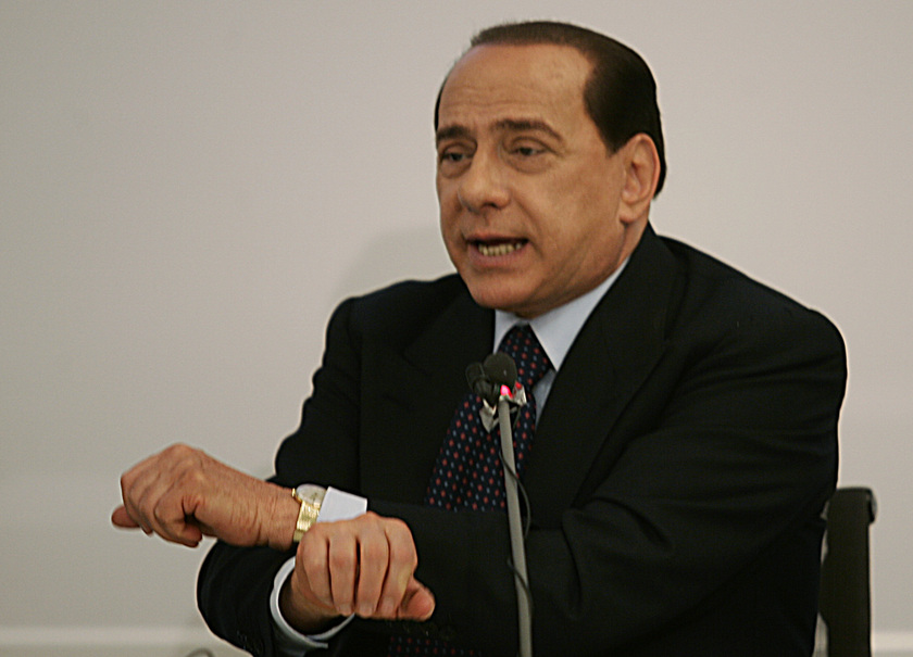 Il leader del Popolo  della Libertà, Silvio Berlusconi, durante il suo intervento all'incontro con l'Ance