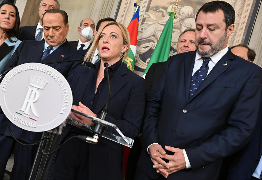 Il 21 ottobre 2022 Berlusconi, Meloni e Salvini salgono al Colle da Mattarella dopo la vittoria alle elezioni