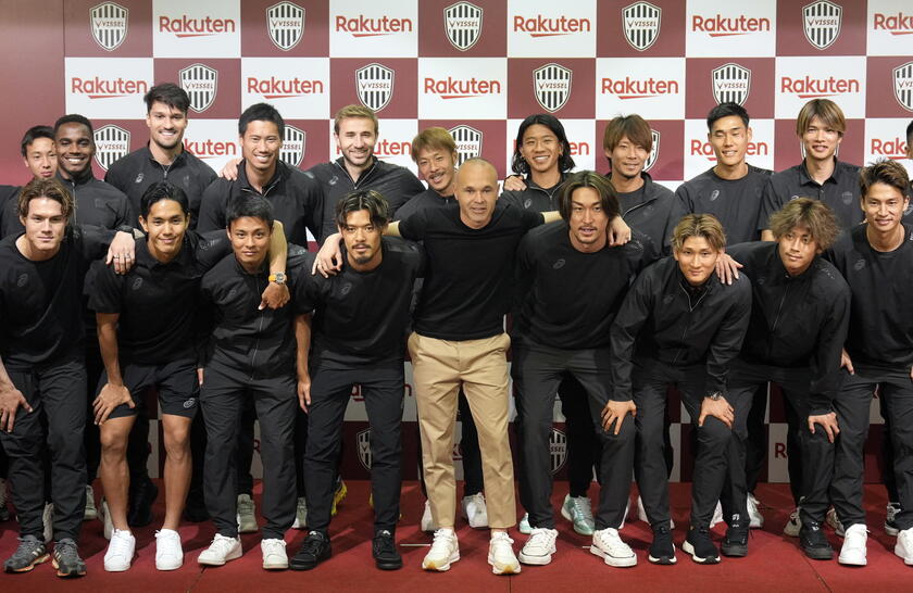 Spanish soccer player Andres Iniesta of Vissel Kobe attends press conference