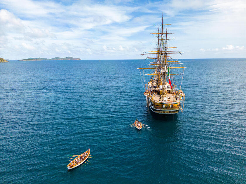 L 'Amerigo Vespucci nel  mar dei Caraibi - RIPRODUZIONE RISERVATA